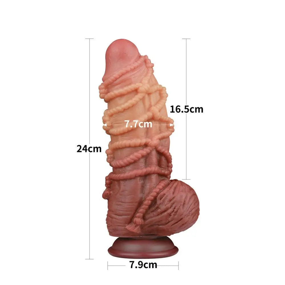 Lovetoy silicone flesh pink realistic rope pattern dildo - peaches and screams