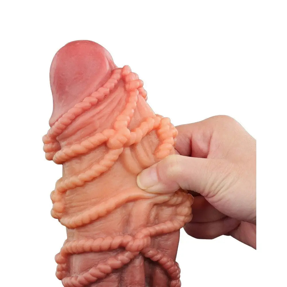 Lovetoy silicone flesh pink realistic rope pattern dildo - peaches and screams