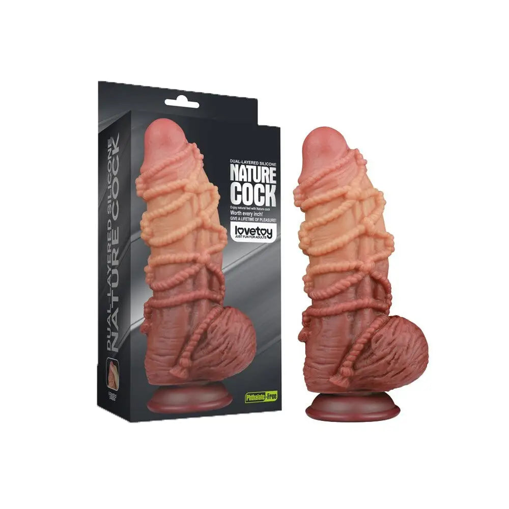 Lovetoy silicone flesh pink realistic rope pattern dildo - peaches and screams