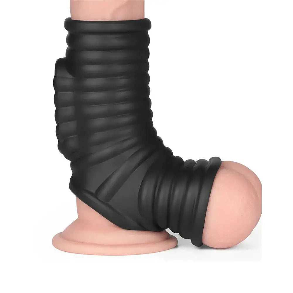 Lovetoy wave vibrating penis and scrotum sleeve - peaches and screams