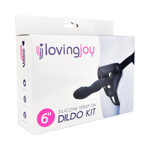 Loving joy 6 inch silicone strap on dildo kit - strap ons peaches and screams