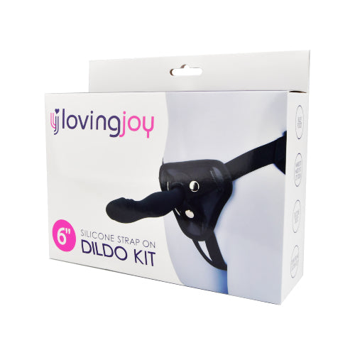 Loving joy 6 inch silicone strap on dildo kit - strap ons peaches and screams