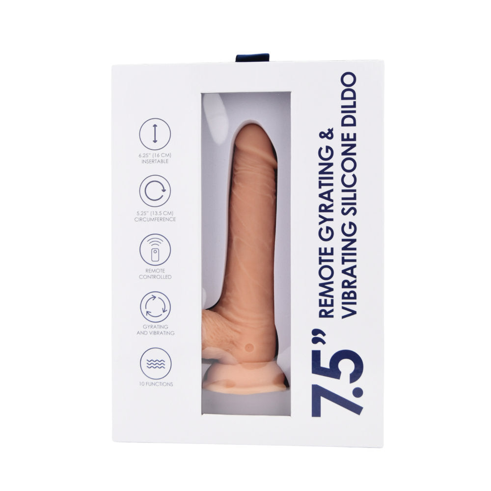 Loving joy 7.5’’ remote gyrating & vibrating silicone dildo - dildos peaches and screams