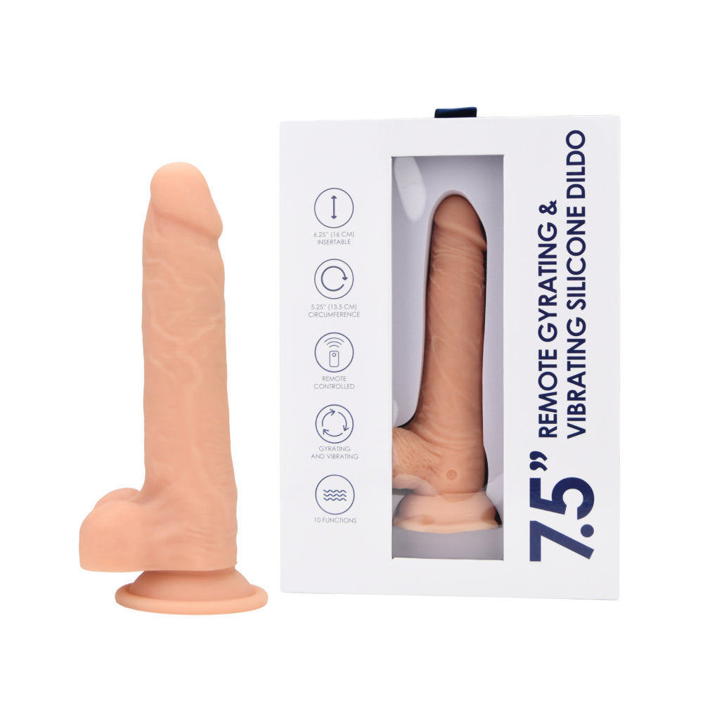 Loving joy 7.5’’ remote gyrating & vibrating silicone dildo - dildos peaches and screams