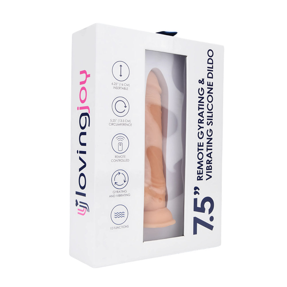 Loving joy 7.5’’ remote thrusting & vibrating silicone dildo - dildos peaches and screams