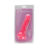Loving joy 7 inch realistic silicone dildo with suction cup and balls pink - dildos peaches and screams