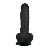 Loving joy 8 inch realistic silicone dildo with suction cup and balls black - dildos peaches and screams