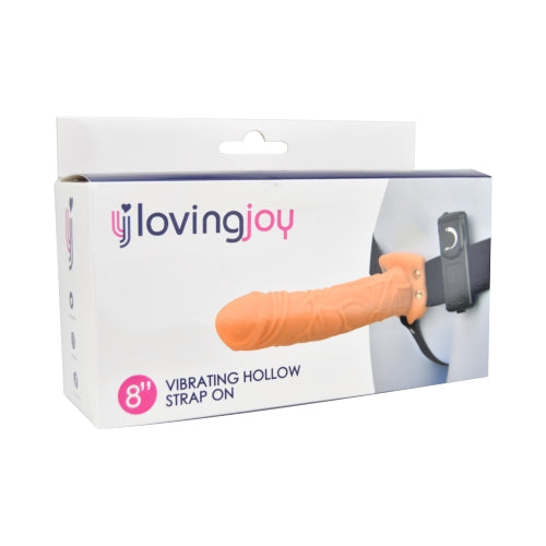 Loving joy 8 inch vibrating hollow strap on vanilla - strap ons peaches and screams