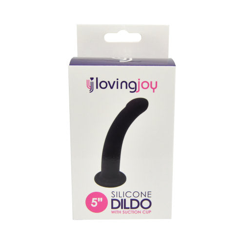 Loving joy curved 5 inch silicone dildo with suction cup - strap on dildos peaches and screams