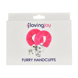 Loving joy furry handcuffs pink - bondage restraints peaches and screams