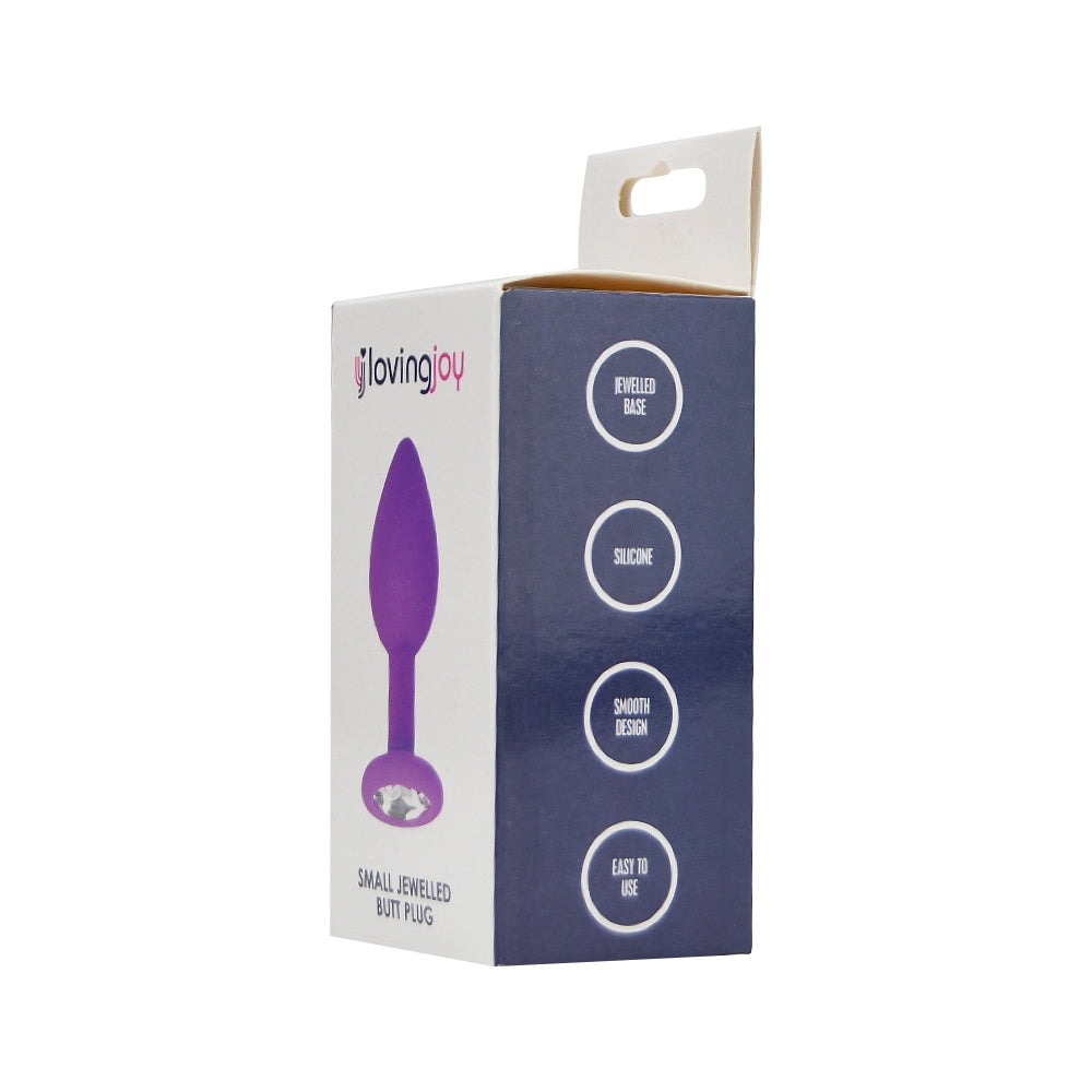Loving joy jewelled silicone butt plug purple -small - butt plugs peaches and screams