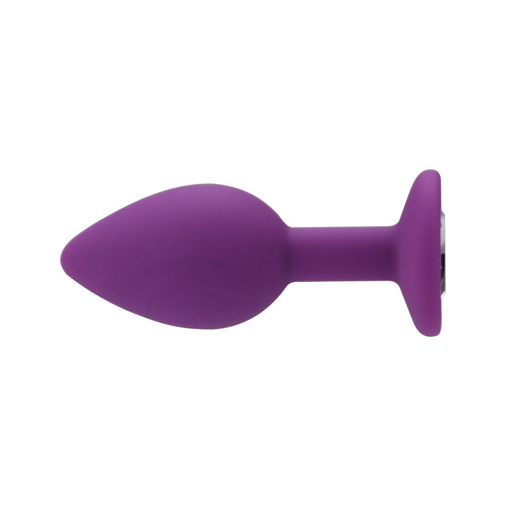 Loving joy jewelled silicone butt plug purple -small - butt plugs peaches and screams