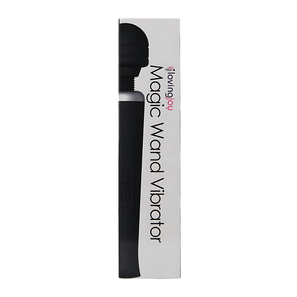 Loving joy rechargeable magic wand vibrator black - wand vibrators peaches and screams