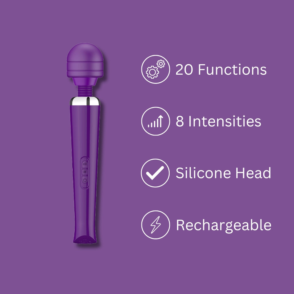 Loving joy rechargeable magic wand vibrator purple - wand vibrators peaches and screams