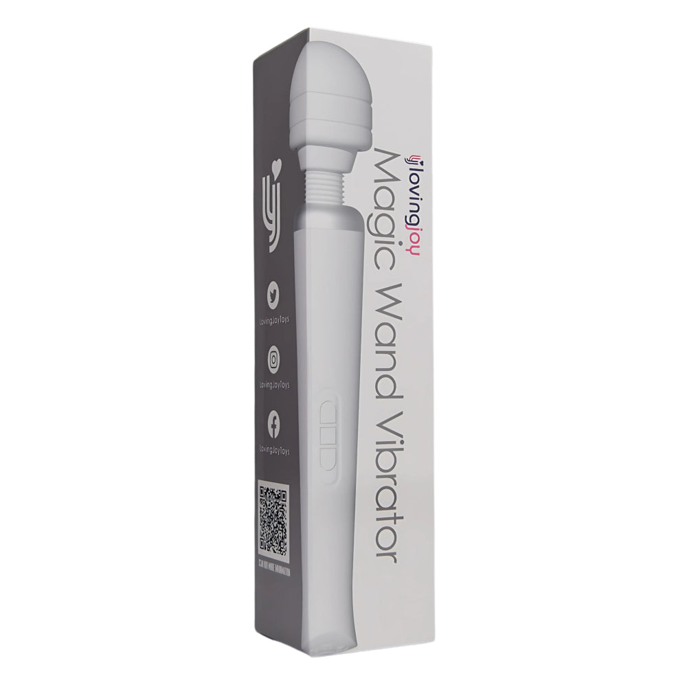 Loving joy rechargeable magic wand vibrator white - wand vibrators peaches and screams