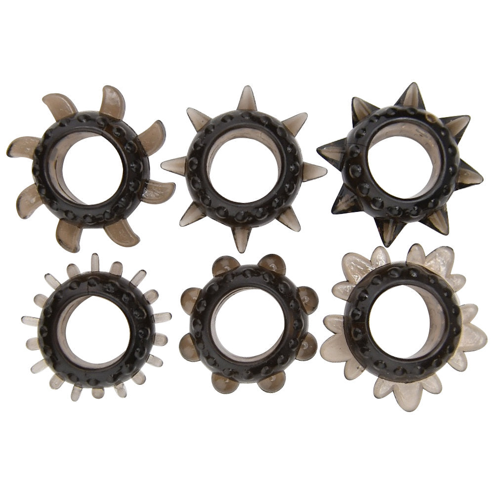 Loving joy textured cock ring set (6 pack) - cock rings peaches and screams