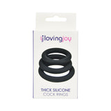 Loving joy thick silicone cock rings 3 pack grey - cock rings peaches and screams
