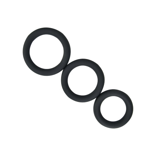 Loving joy thick silicone cock rings 3 pack grey - cock rings peaches and screams