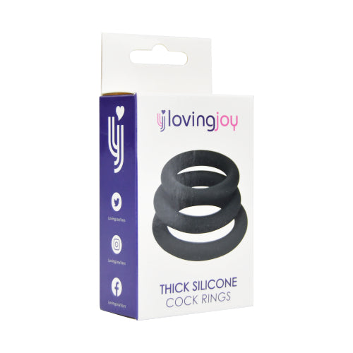Loving joy thick silicone cock rings 3 pack grey - cock rings peaches and screams
