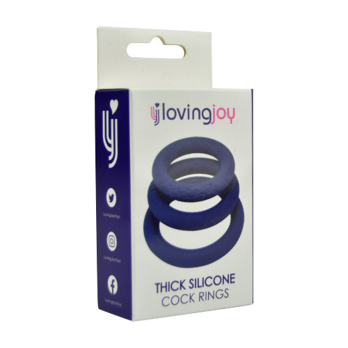 Loving joy thick silicone cock rings 3 pack - cock rings peaches and screams