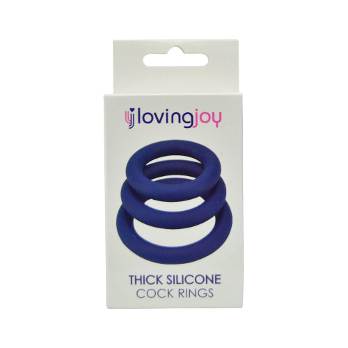 Loving joy thick silicone cock rings 3 pack - cock rings peaches and screams