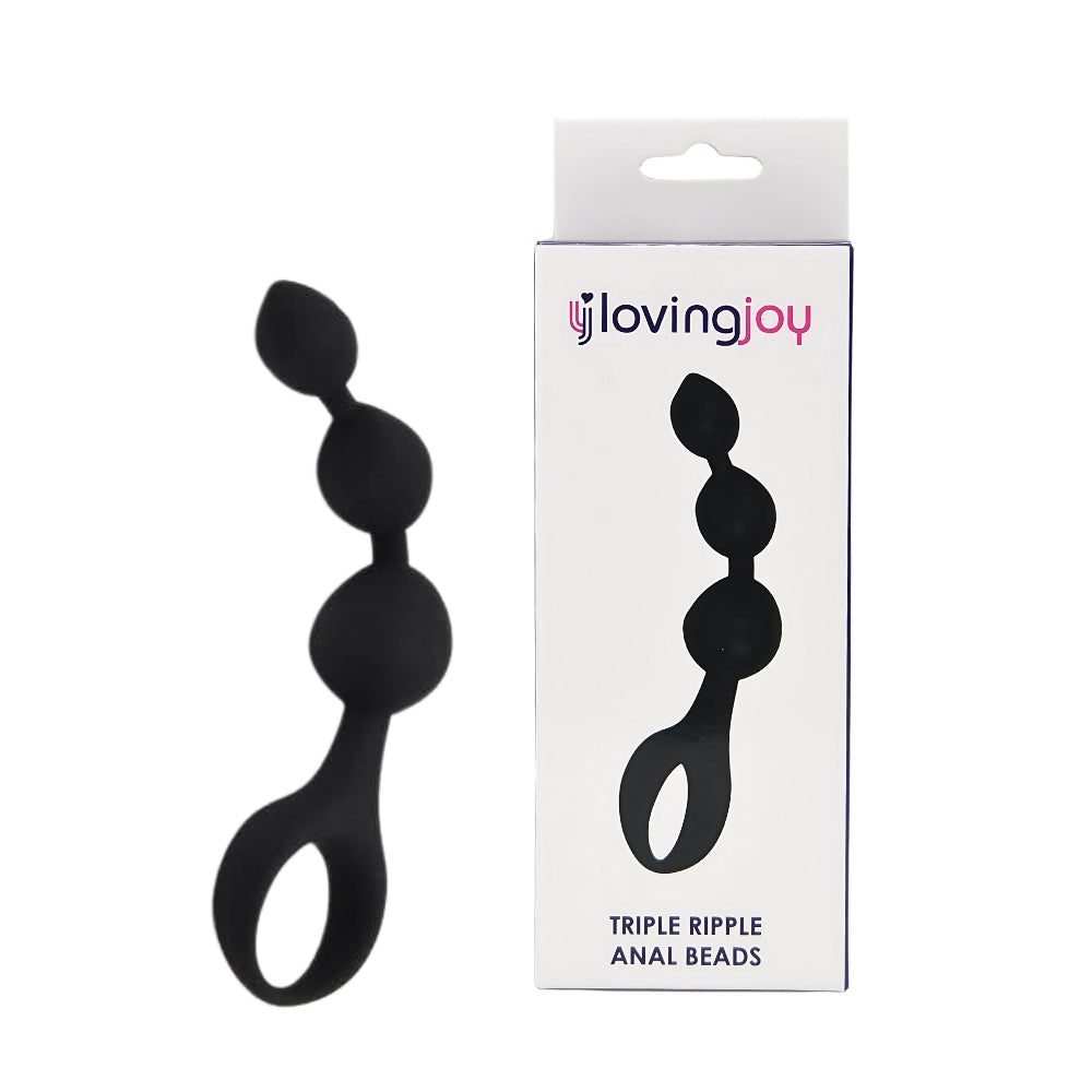 Loving joy triple ripple anal beads-black - anal beads peaches and screams