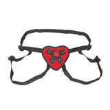 Lux fetish red heart strap on harness for couples - peaches and screams