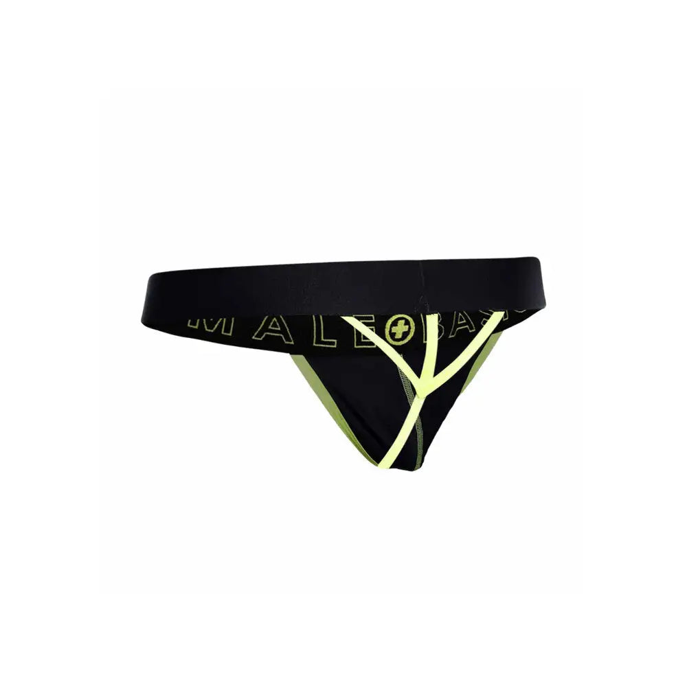 Male basics black and yellow sexy neon thong for him - x large - peaches and screams