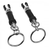 Master series black ring barrel nipple clamps - peaches and screams