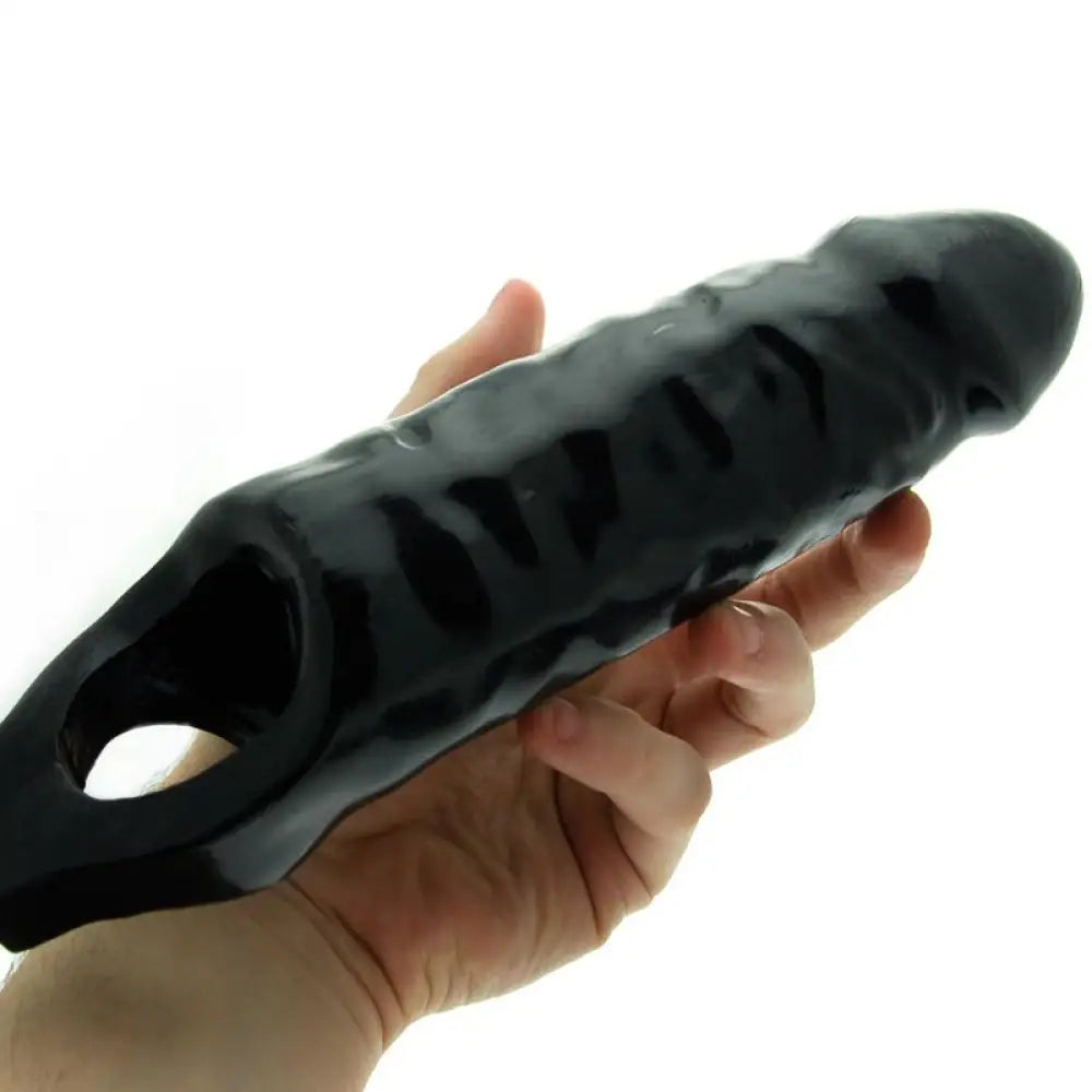 Master series black xl penis sleeve with testicle ring - peaches and screams