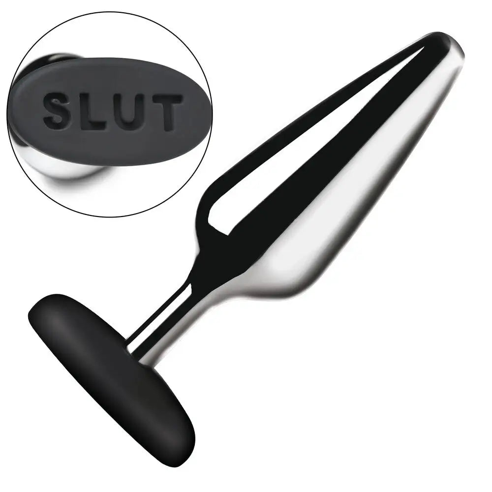 Master Series Butt Slut Metal and Silicone Butt Plug - Peaches and Screams