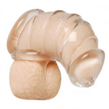 Master series clear detained soft rubber male chastity cage - peaches and screams