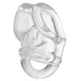 Master series clear stretchy cock ring and ball divider - peaches and screams