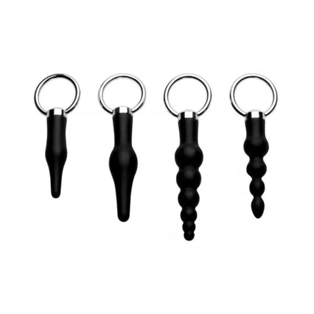 Master series silicone black 4 piece anal sex toy set - peaches and screams