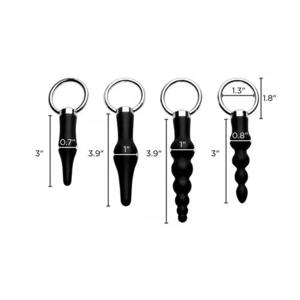 Master series silicone black 4 piece anal sex toy set - peaches and screams