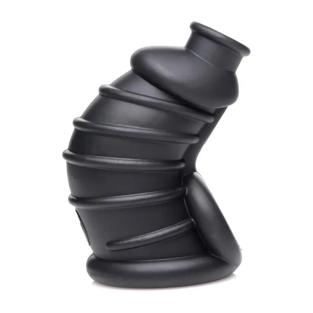 Master series silicone black chastity cage for men - peaches and screams