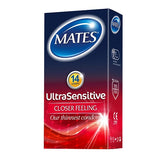 Mates ultra sensitive condoms 14 pack - condoms peaches and screams