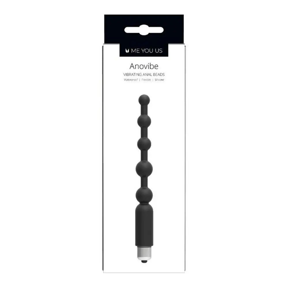 Me you us 8 inch silicone black vibrating anal beads - peaches and screams
