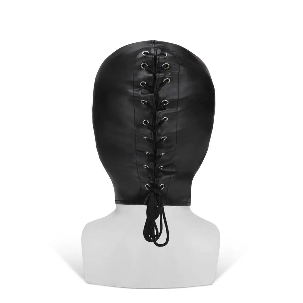 Me you us full coverage leather black bondage hood - peaches and screams