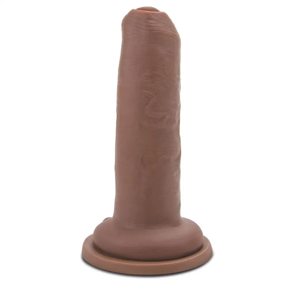 Me you us Uncut Flesh Brown Silicone Dildo with Suction Cup - Peaches and Screams