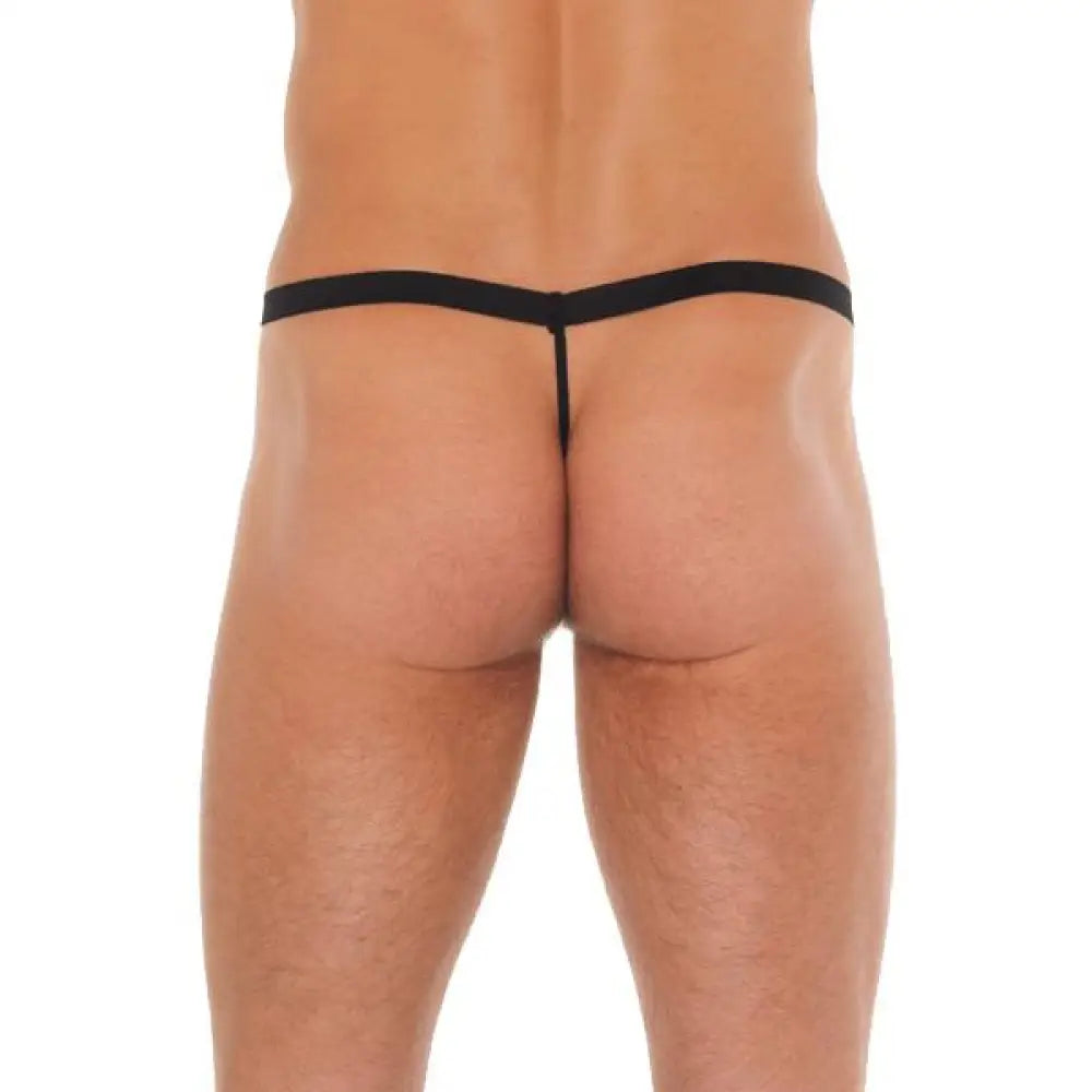 Mens black g string with pink pouch and elastic waistband - peaches and screams