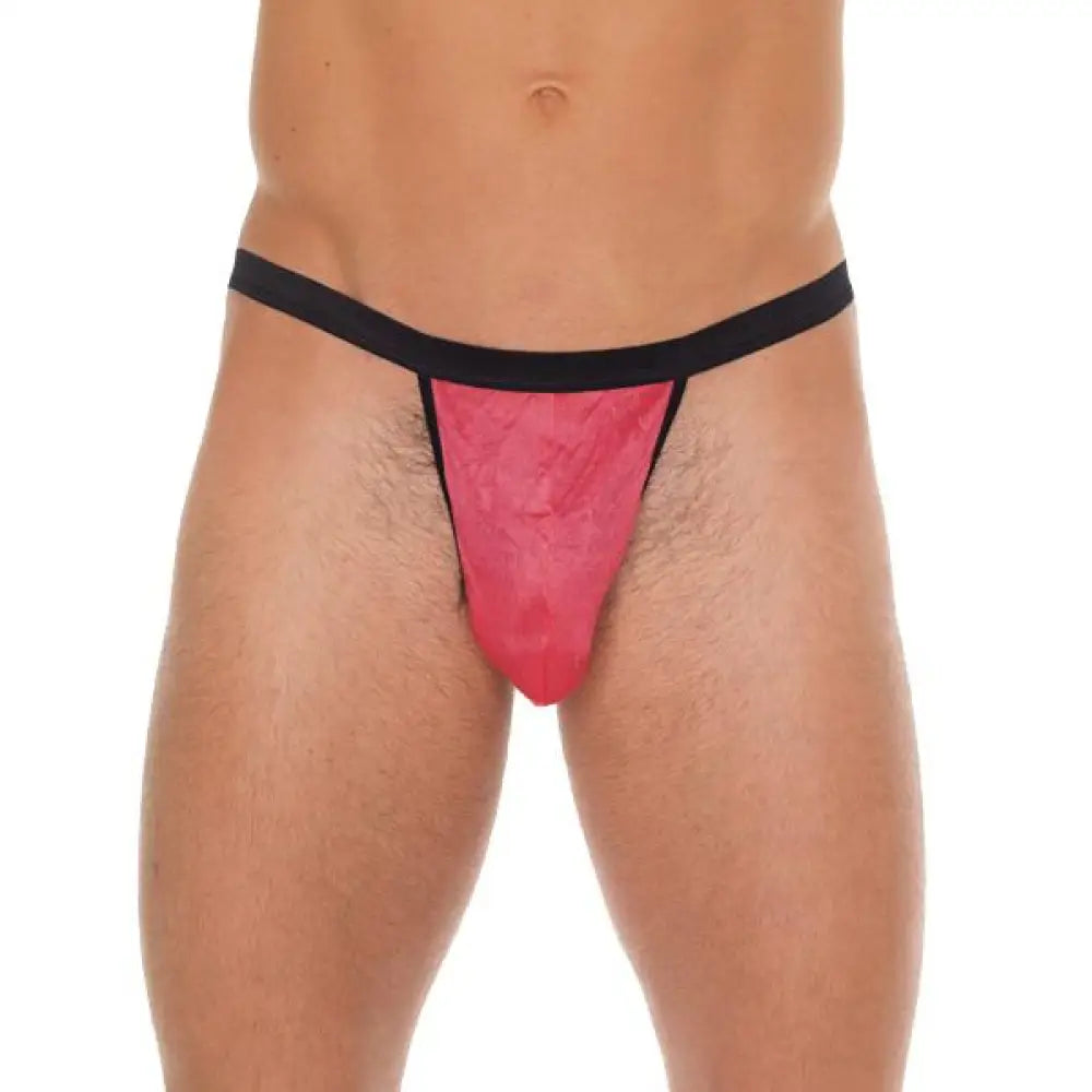 Mens black g string with pink pouch and elastic waistband - peaches and screams