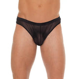 Men’s black wet look mesh g-string one size underwear - peaches and screams