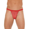 Men’s red mesh g-string pouch with elastic waistband - peaches and screams