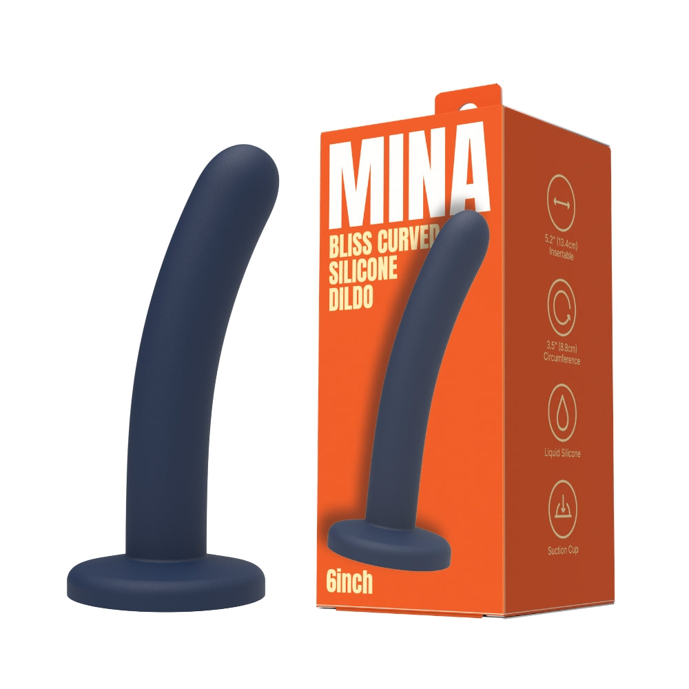 Mina bliss curved silicone dildo 6 inch - dildos peaches and screams