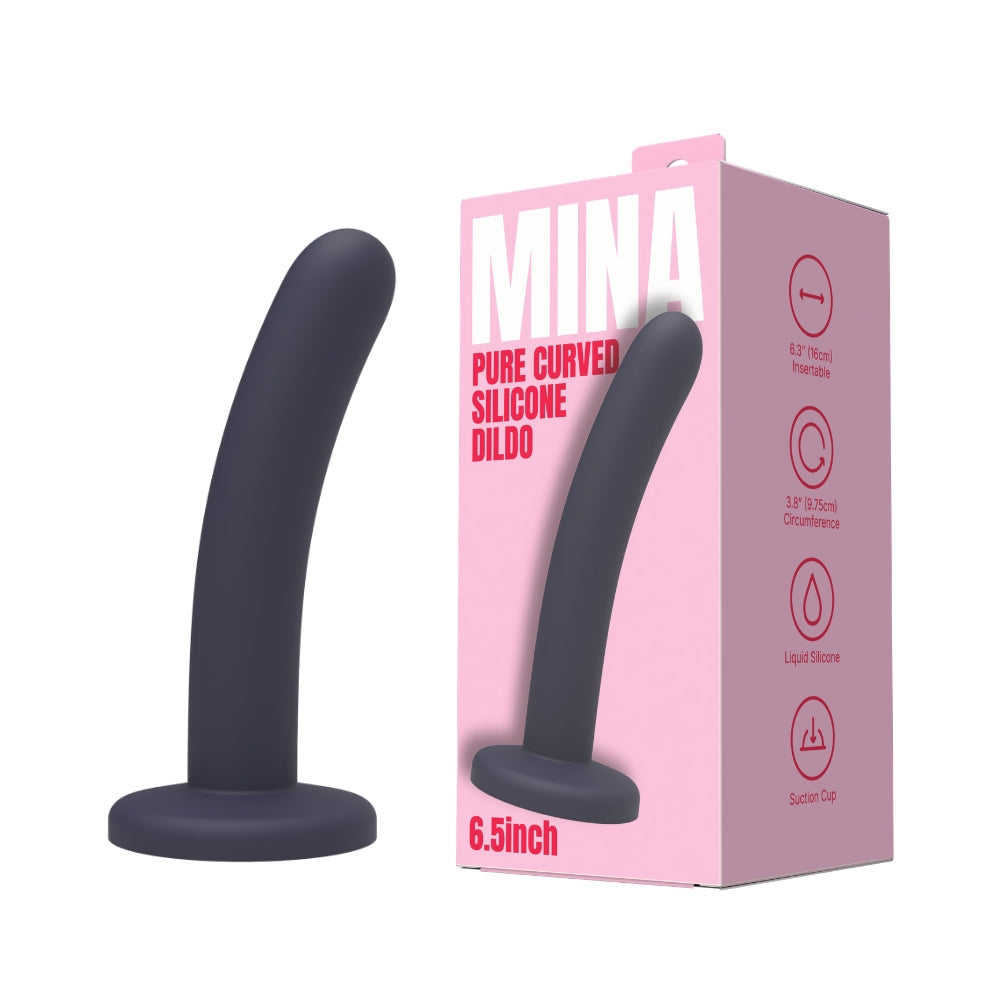 Mina pure curved silicone dildo 6.5 inch - dildos peaches and screams