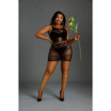 Moonlight black cut out floral mini dress plus size - peaches and screams