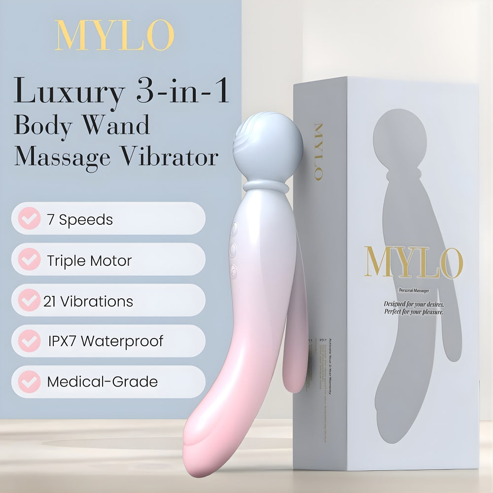 Mylo 3-in-1 body wand massager with independent motors - wand vibrators peaches and screams