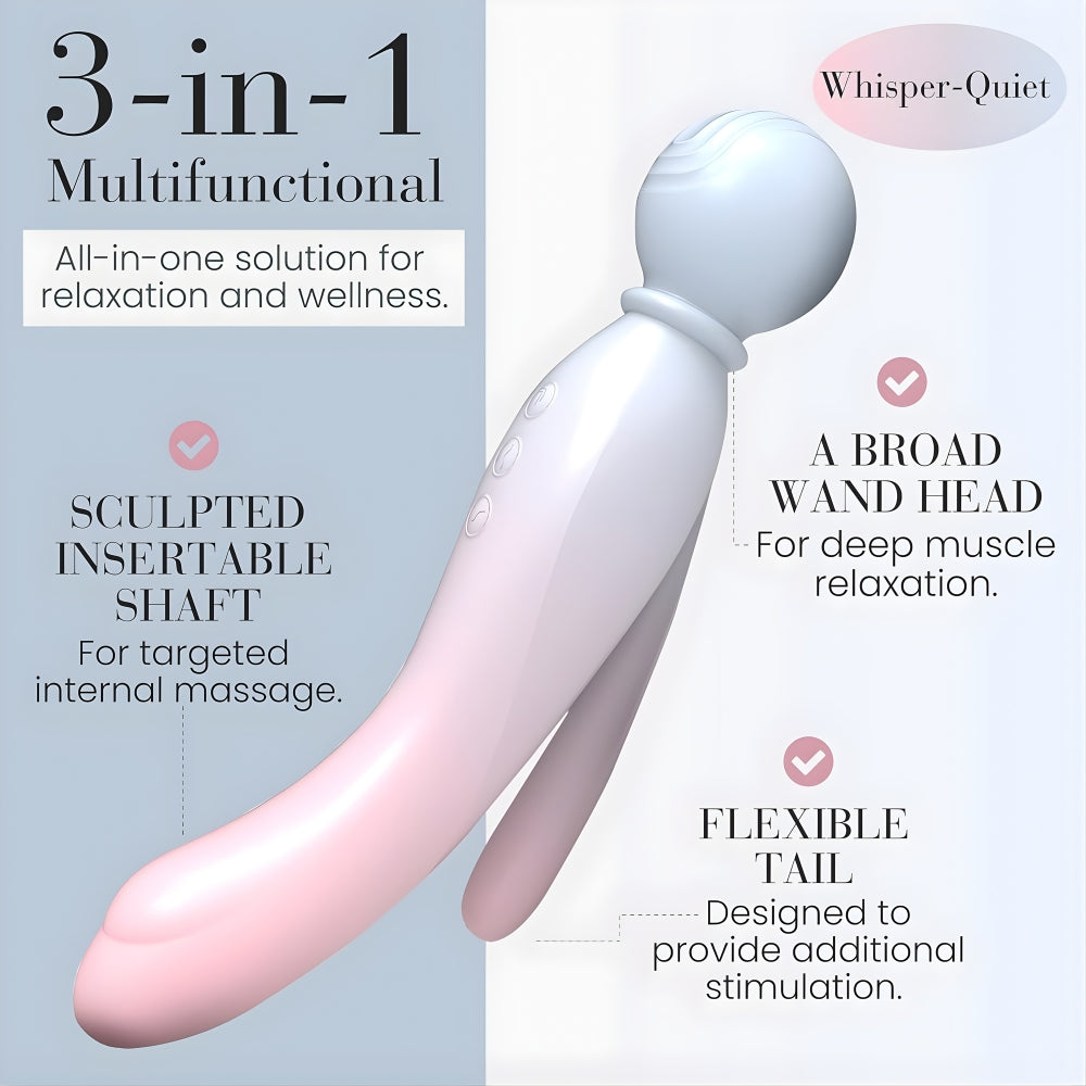 Mylo 3-in-1 body wand massager with independent motors - wand vibrators peaches and screams