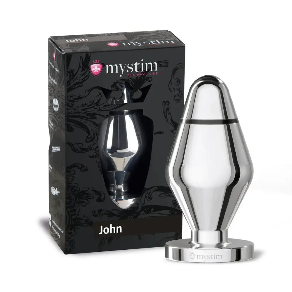 Mystim 4-inch John Aluminium Silver Metal Butt Plug - Peaches and Screams
